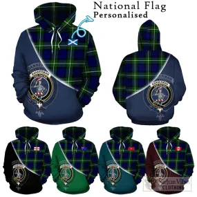 Bannerman Tartan Hoodie with Personalised National Flag and Family Crest Half Style