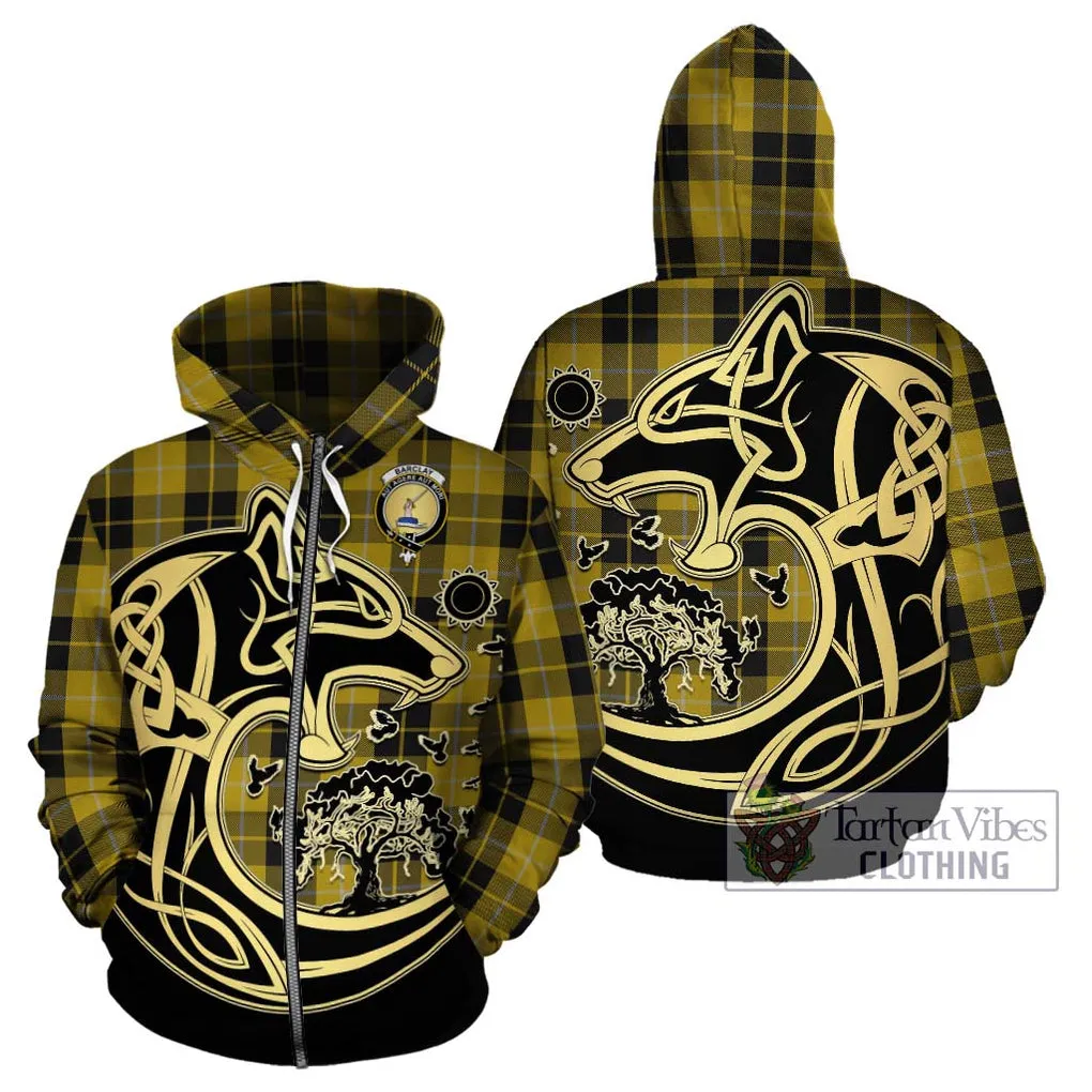 Barclay Dress Tartan Hoodie with Family Crest Celtic Wolf Style