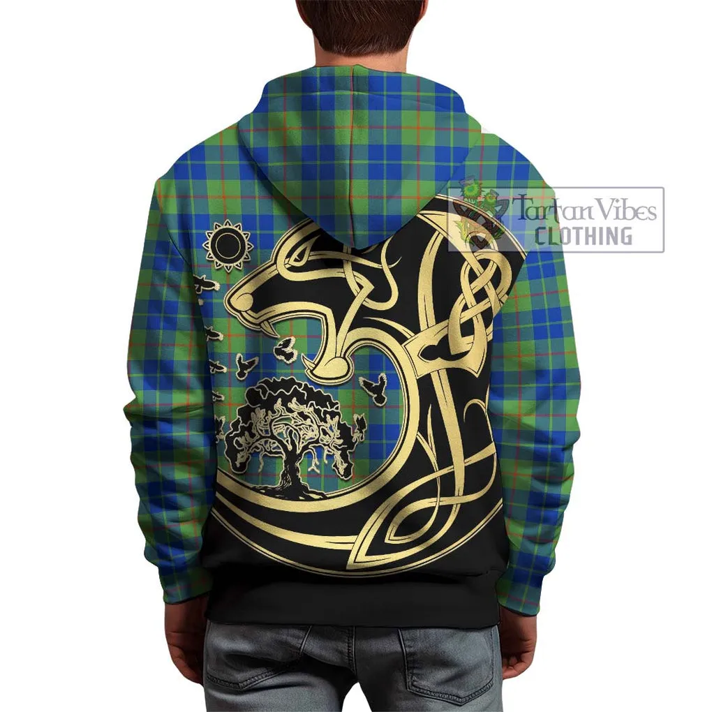 Barclay Hunting Ancient Tartan Hoodie with Family Crest Celtic Wolf Style