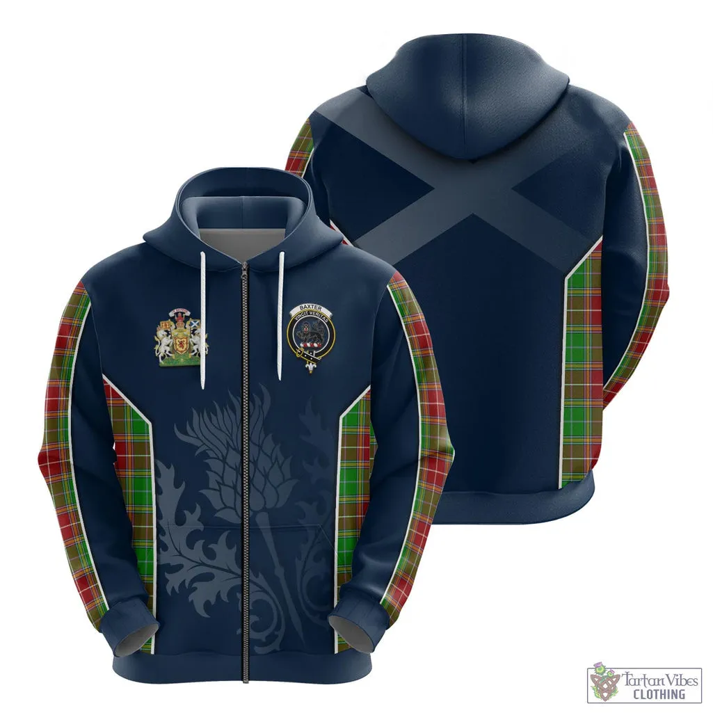 Baxter Modern Tartan Hoodie with Family Crest and Scottish Thistle Vibes Sport Style