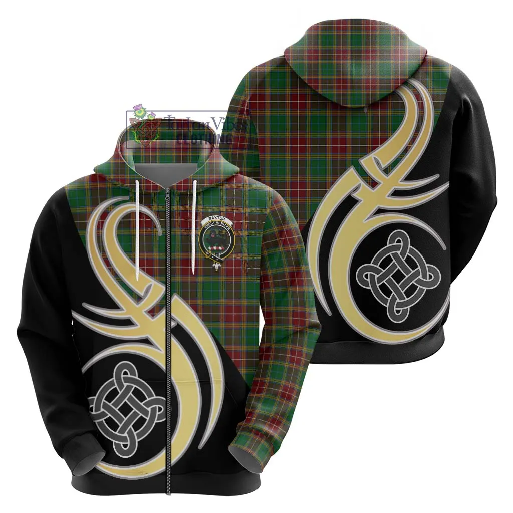 Baxter Tartan Hoodie with Family Crest and Celtic Symbol Style