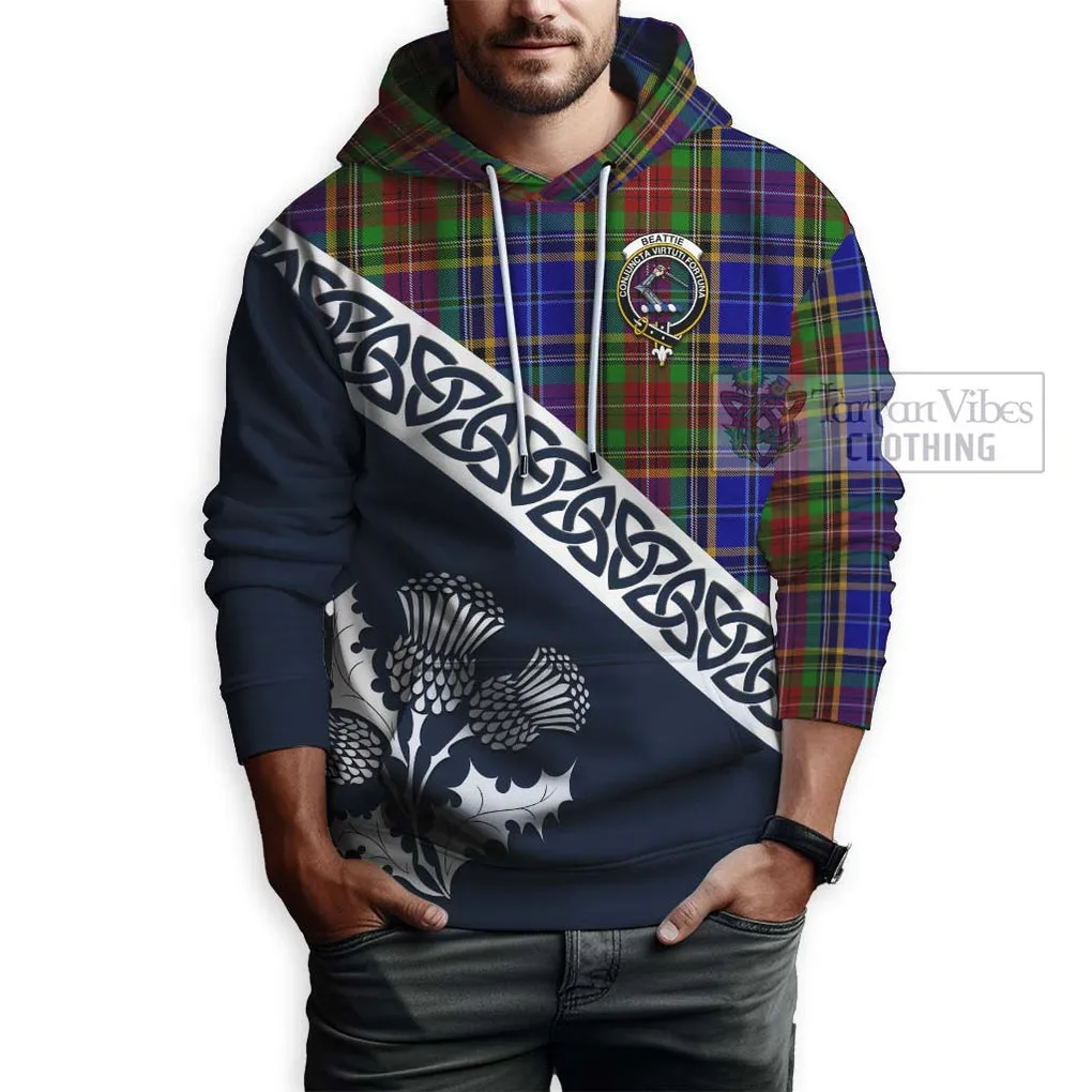 Beattie (Beatty) Tartan Hoodie Featuring Thistle and Scotland Map