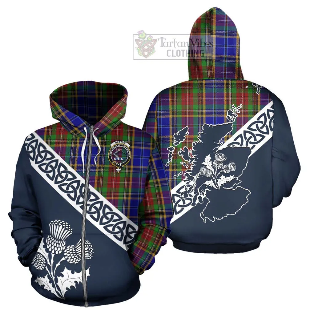 Beattie (Beatty) Tartan Hoodie Featuring Thistle and Scotland Map