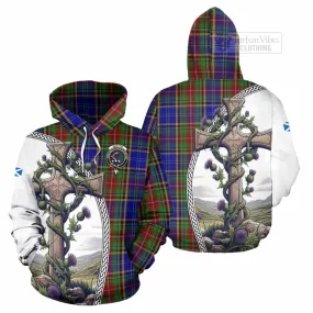 Beattie (Beatty) Tartan Hoodie with Family Crest and St. Andrew's Cross Accented by Thistle Vines