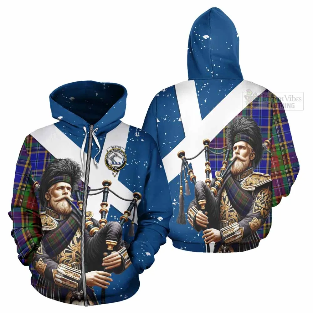 Beattie (Beatty) Tartan Hoodie with Family Crest Scottish Bagpiper Vibes