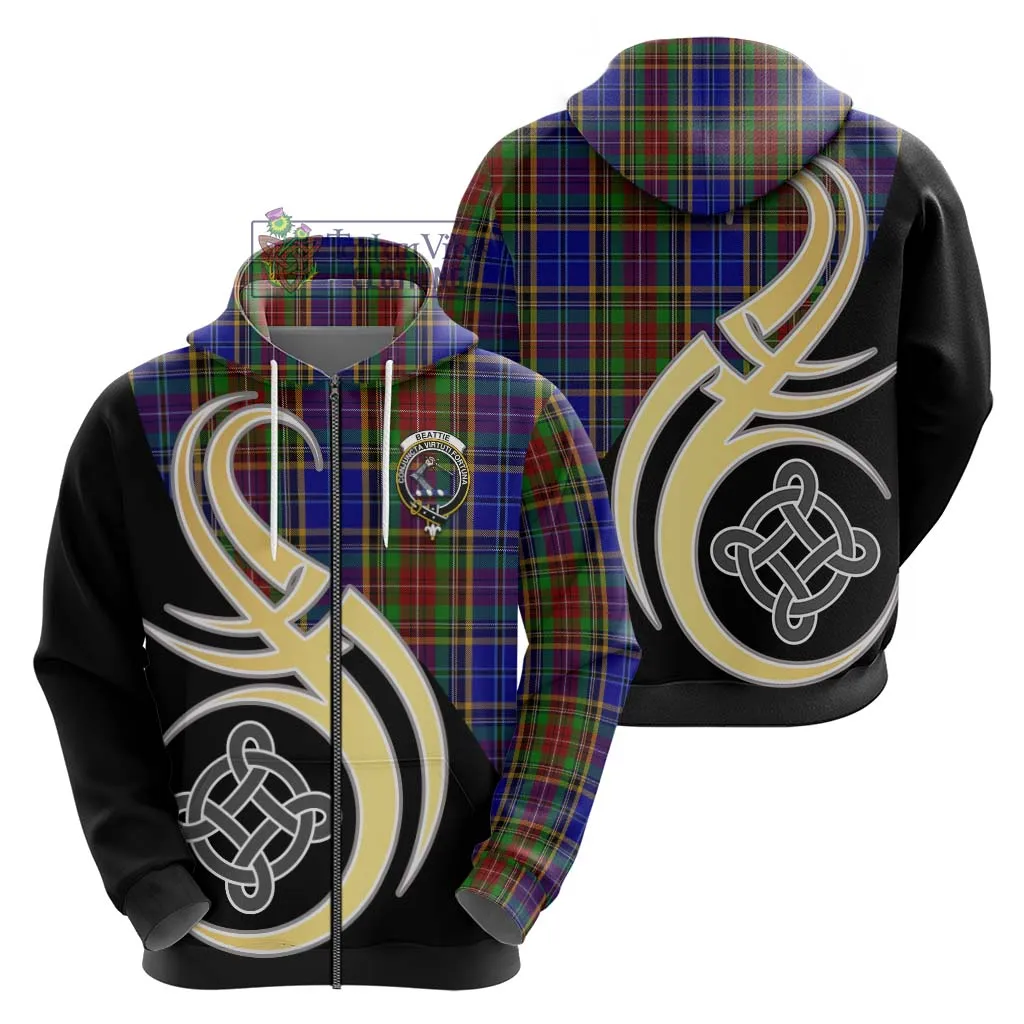 Beattie Tartan Hoodie with Family Crest and Celtic Symbol Style