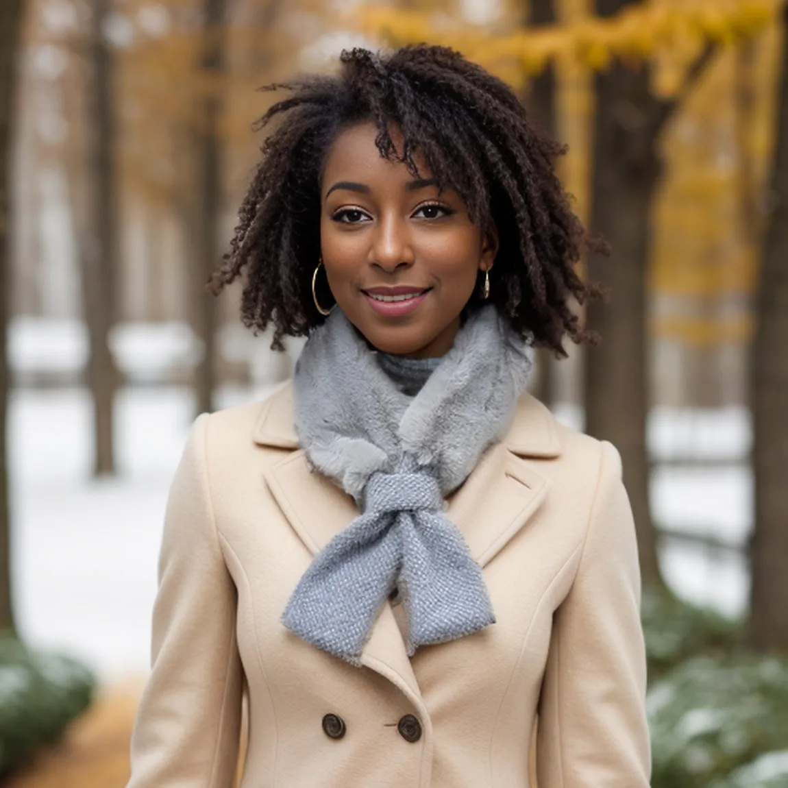 Bela Bela - Faux Fur Collar/Scarf with Mottled Tie - Grey