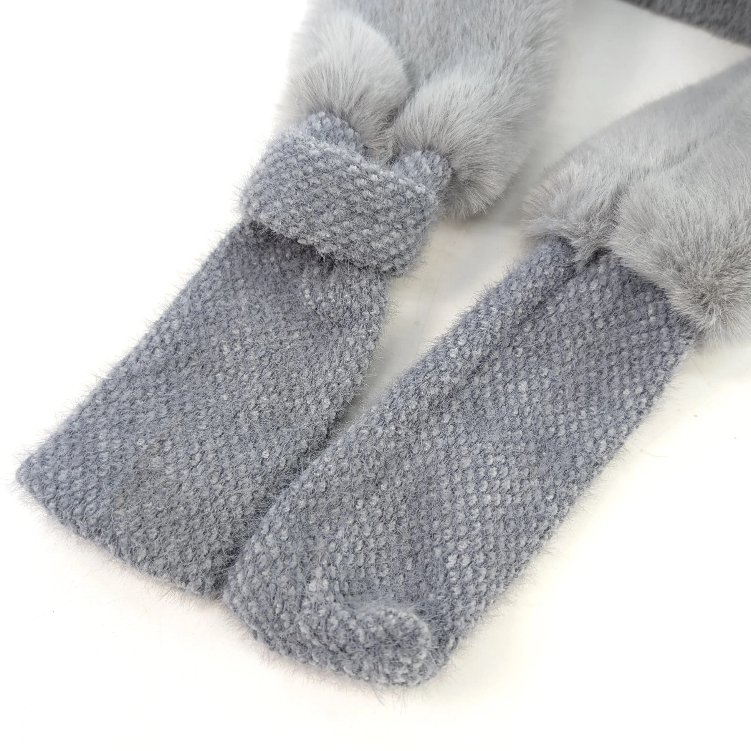 Bela Bela - Faux Fur Collar/Scarf with Mottled Tie - Grey