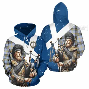 Bell Tartan Hoodie with Family Crest Scottish Bagpiper Vibes