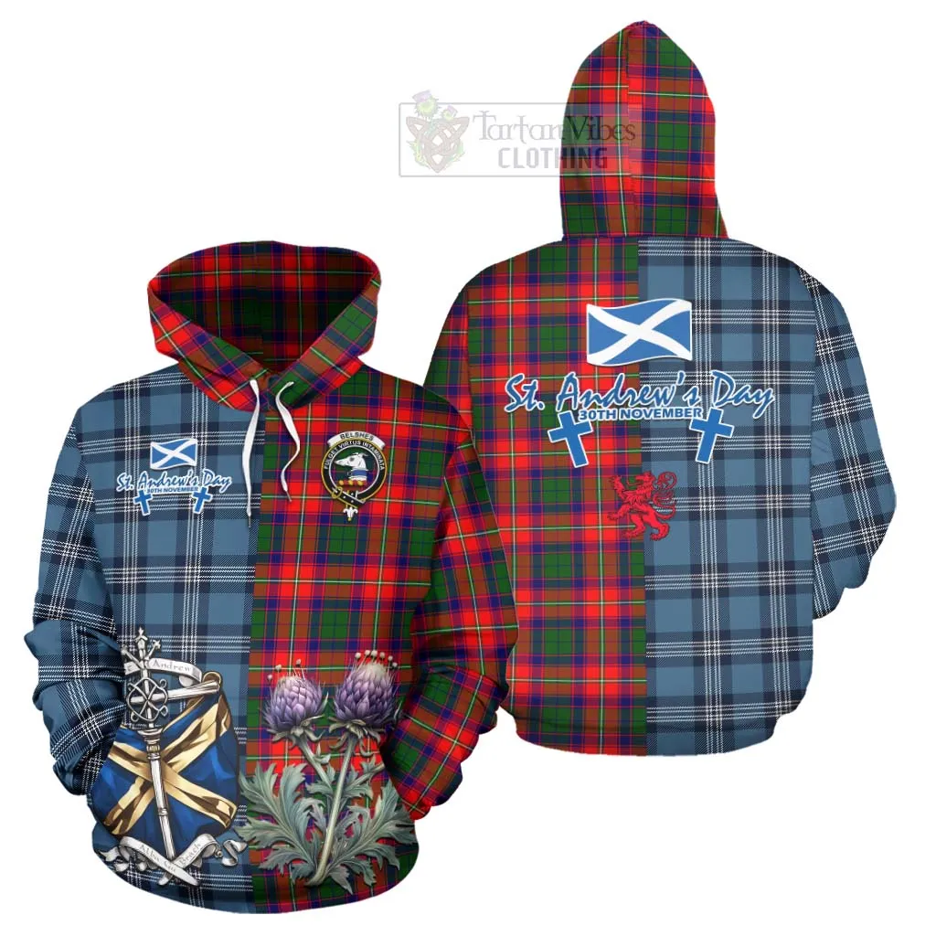 Belshes (Belsches) Tartan Hoodie Happy St. Andrew's Day Half Tartan Style