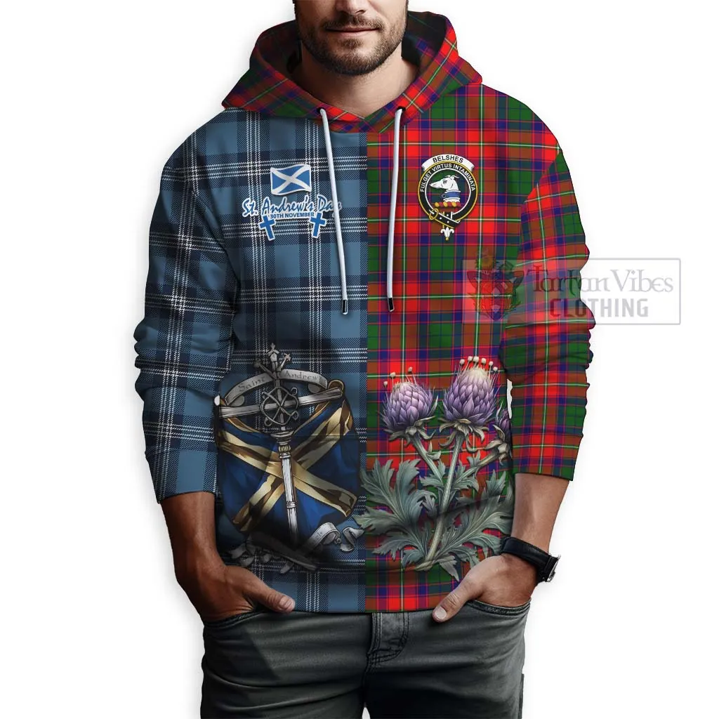 Belshes (Belsches) Tartan Hoodie Happy St. Andrew's Day Half Tartan Style