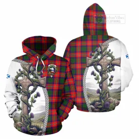 Belshes (Belsches) Tartan Hoodie with Family Crest and St. Andrew's Cross Accented by Thistle Vines