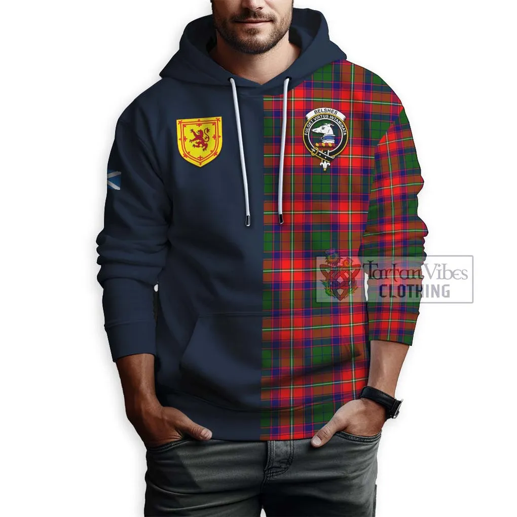 Belshes Tartan Hoodie Alba with Scottish Lion Royal Arm Half Style