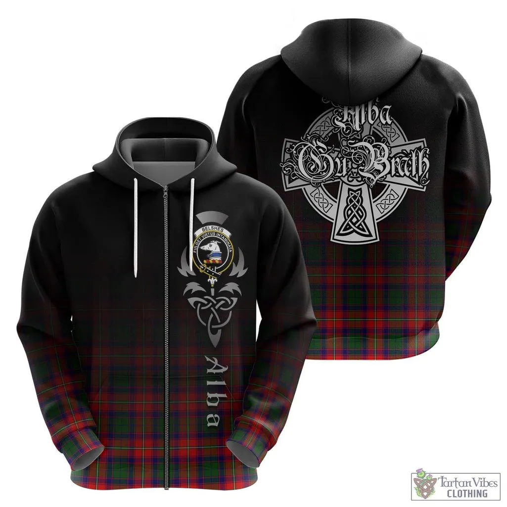 Belshes Tartan Hoodie Featuring Alba Gu Brath Family Crest Celtic Inspired