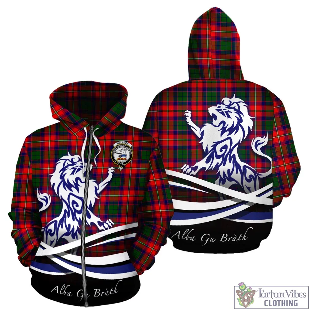 Belshes Tartan Hoodie with Alba Gu Brath Regal Lion Emblem