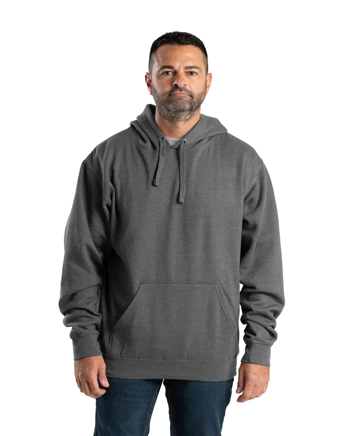 Berne Mens Signature Sleeve Pullover Graphite Cotton Blend Hoodie