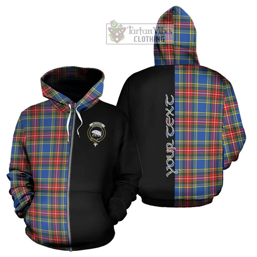 Bethune Tartan Hoodie with Family Crest and Half Of Me Style