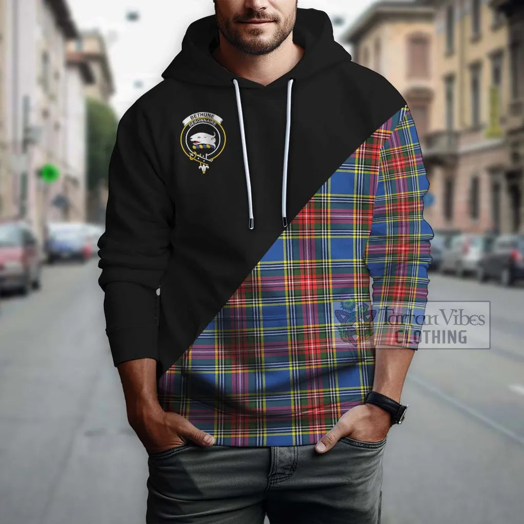 Bethune Tartan Hoodie with Family Crest and Military Logo Style