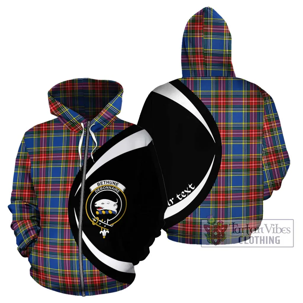 Bethune Tartan Hoodie with Family Crest Circle Style