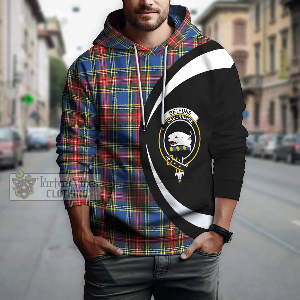 Bethune Tartan Hoodie with Family Crest Circle Style