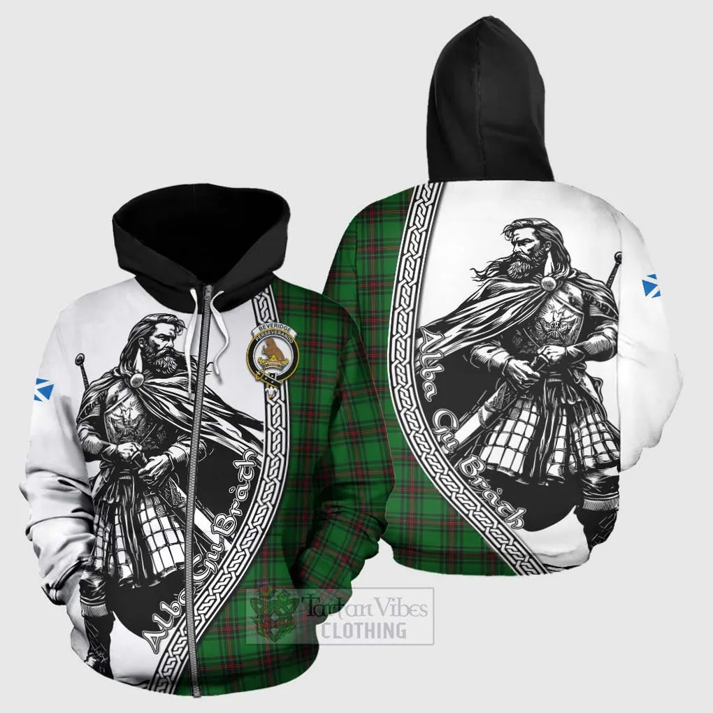 Beveridge Tartan Clan Crest Hoodie with Highlander Warrior Celtic Style