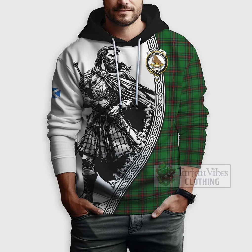 Beveridge Tartan Clan Crest Hoodie with Highlander Warrior Celtic Style