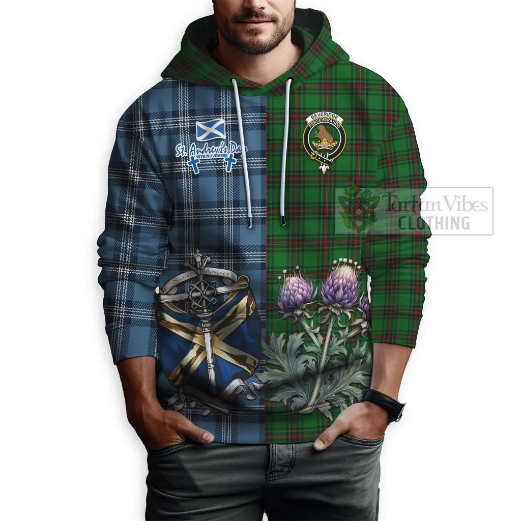 Beveridge Tartan Hoodie Happy St. Andrew's Day Half Tartan Style