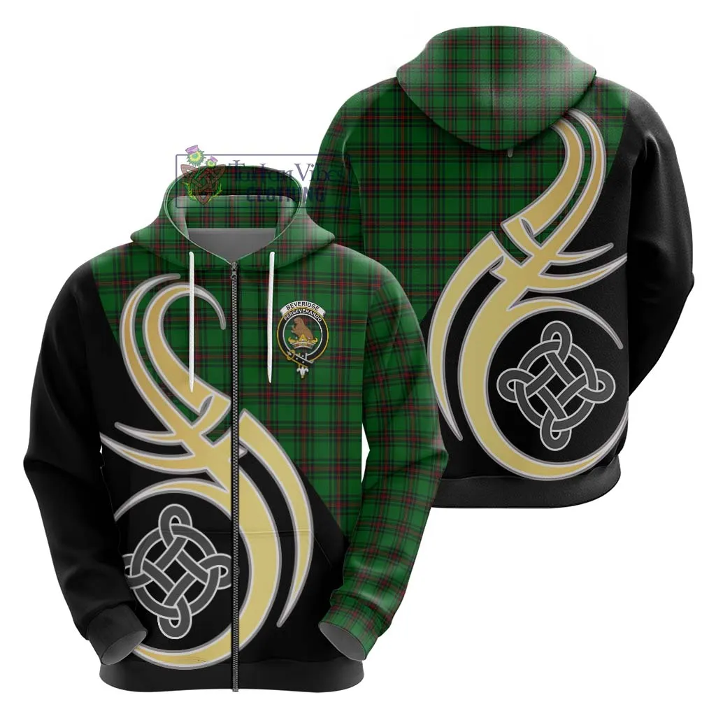 Beveridge Tartan Hoodie with Family Crest and Celtic Symbol Style