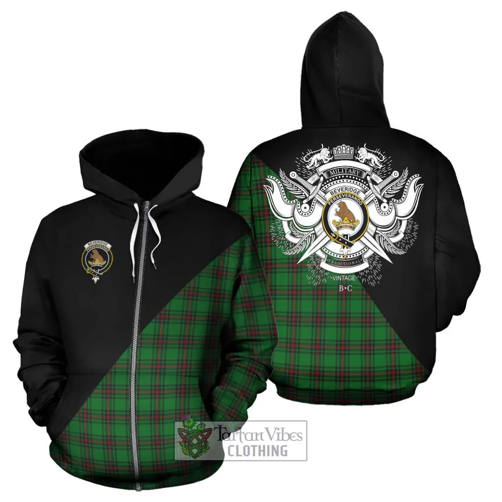 Beveridge Tartan Hoodie with Family Crest and Military Logo Style