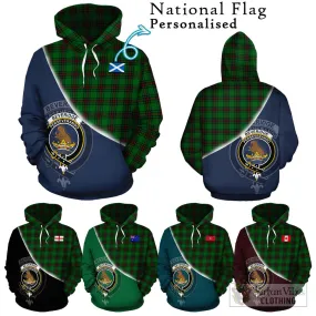 Beveridge Tartan Hoodie with Personalised National Flag and Family Crest Half Style