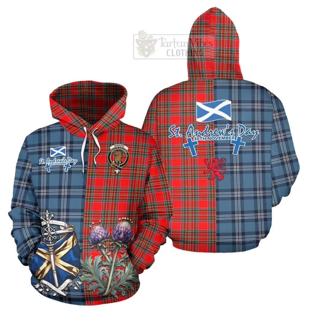 Binning Tartan Hoodie Happy St. Andrew's Day Half Tartan Style