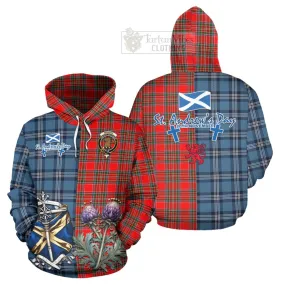 Binning Tartan Hoodie Happy St. Andrew's Day Half Tartan Style