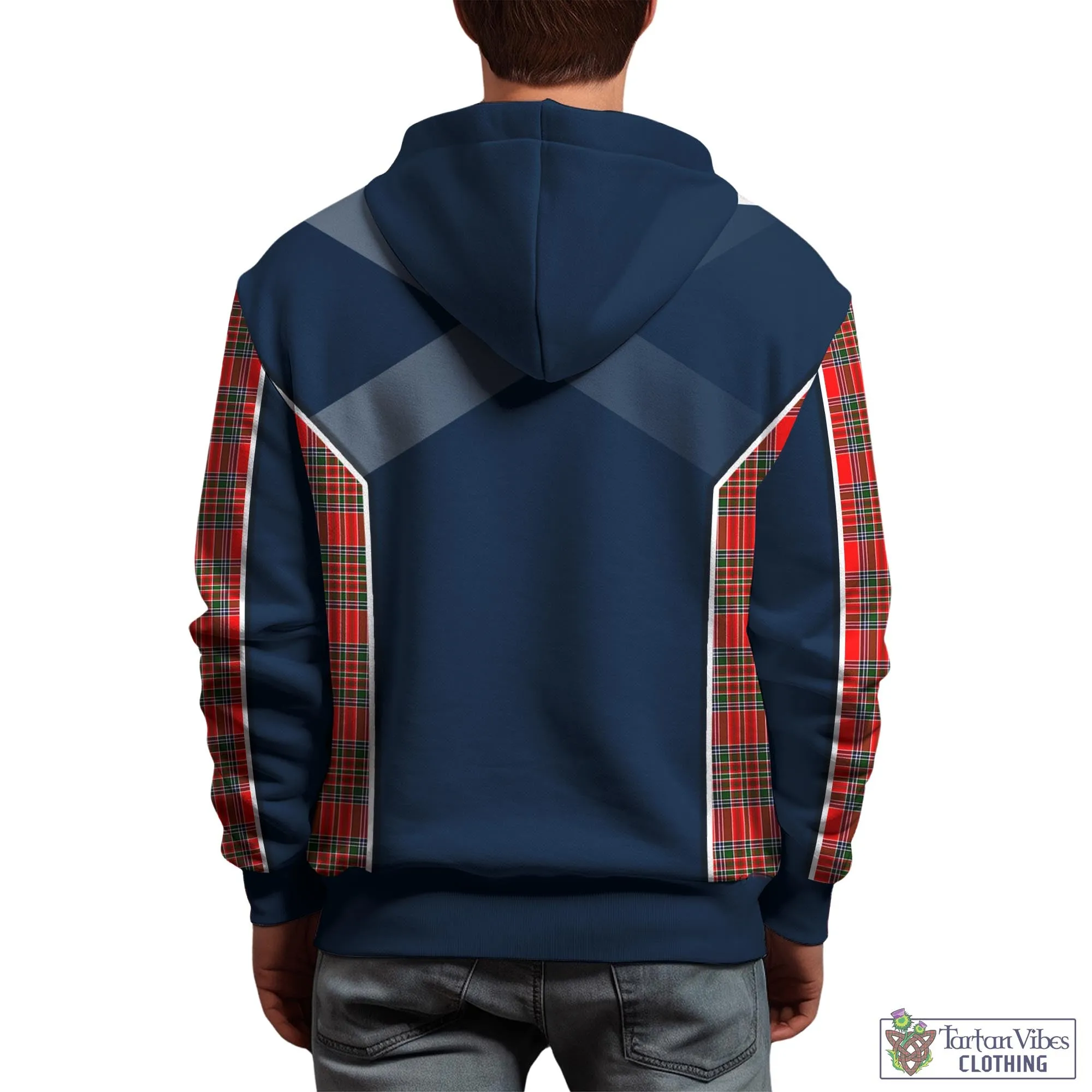 Binning Tartan Hoodie with Family Crest and Lion Rampant Vibes Sport Style