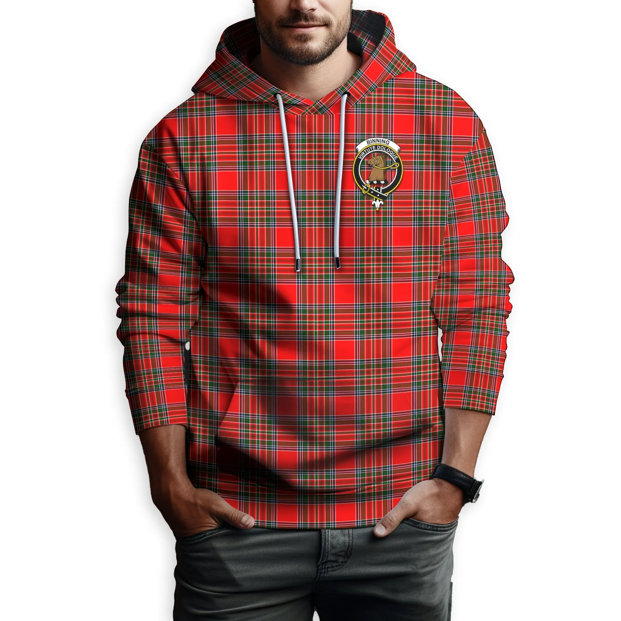 Binning Tartan Hoodie with Family Crest