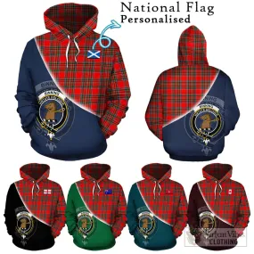 Binning Tartan Hoodie with Personalised National Flag and Family Crest Half Style