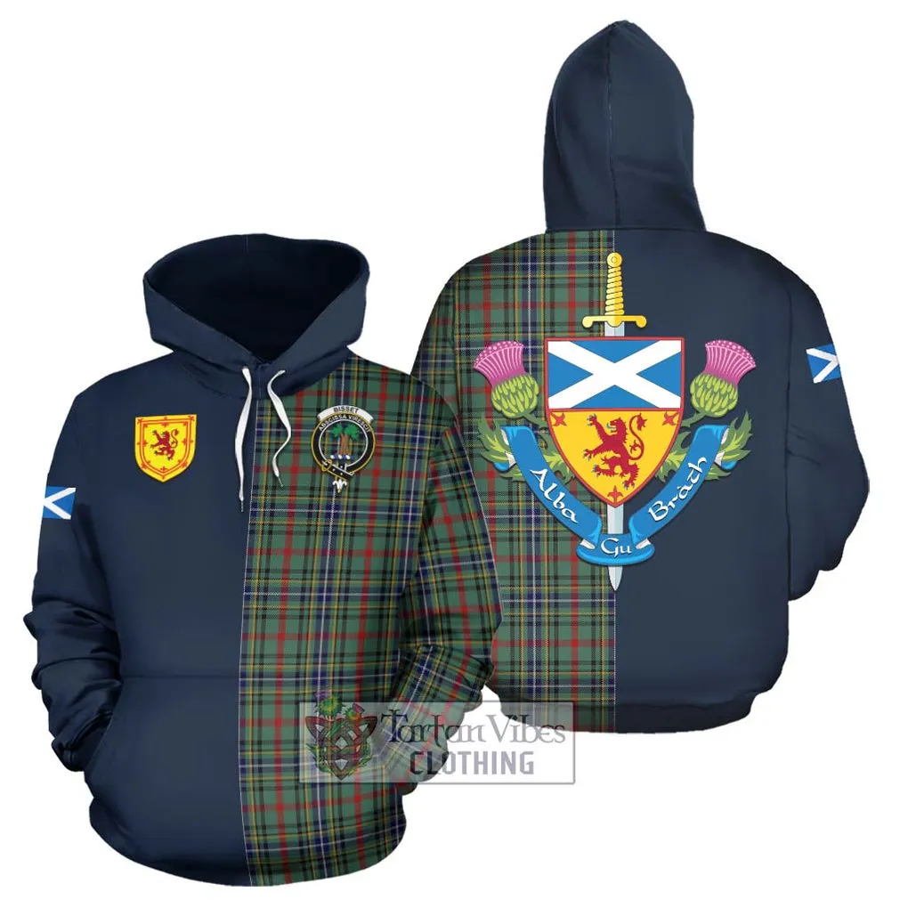 Bisset Tartan Hoodie Alba with Scottish Lion Royal Arm Half Style