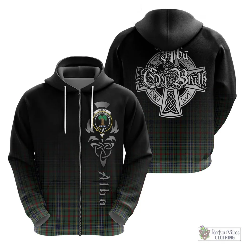 Bisset Tartan Hoodie Featuring Alba Gu Brath Family Crest Celtic Inspired