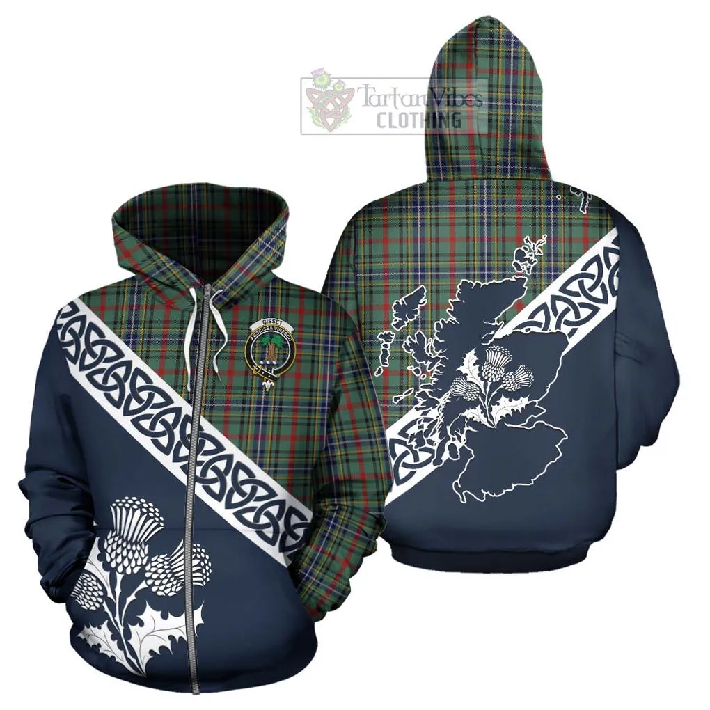 Bisset Tartan Hoodie Featuring Thistle and Scotland Map