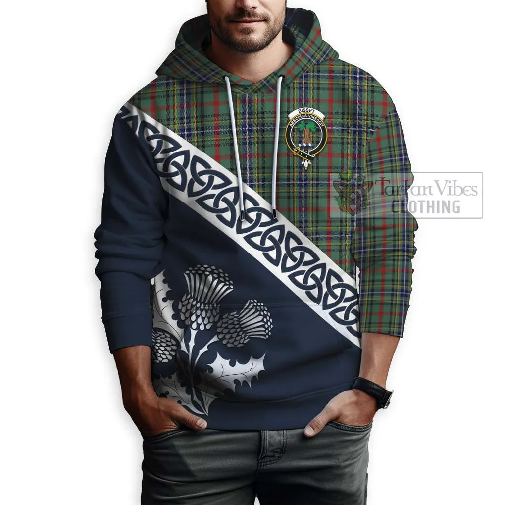 Bisset Tartan Hoodie Featuring Thistle and Scotland Map