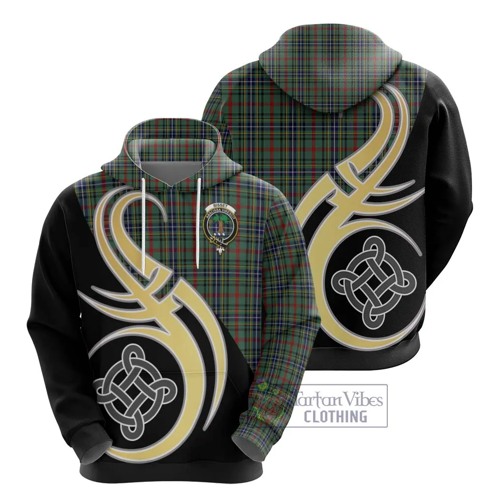 Bisset Tartan Hoodie with Family Crest and Celtic Symbol Style