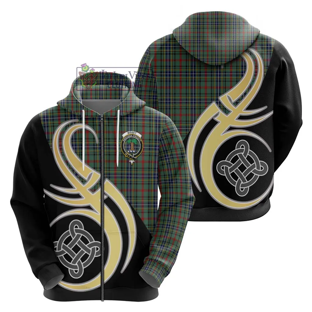 Bisset Tartan Hoodie with Family Crest and Celtic Symbol Style