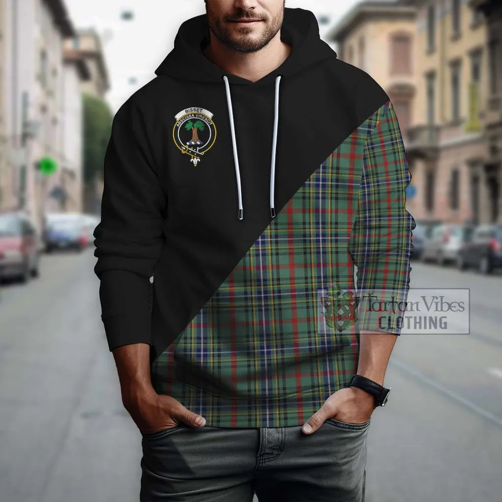 Bisset Tartan Hoodie with Family Crest and Military Logo Style