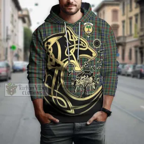 Bisset Tartan Hoodie with Family Crest Celtic Wolf Style