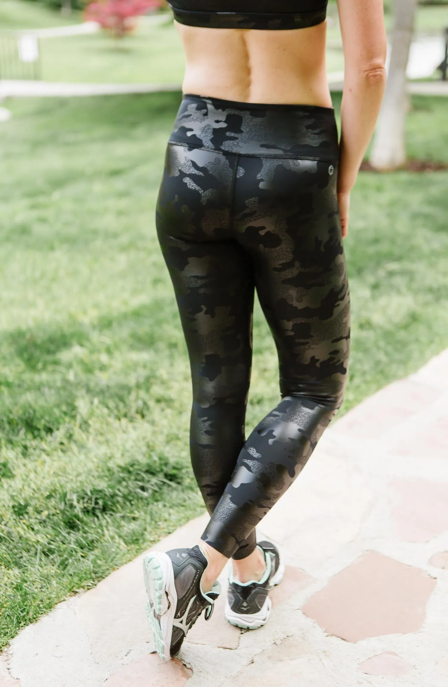 Black Camo Mid Rise Legging