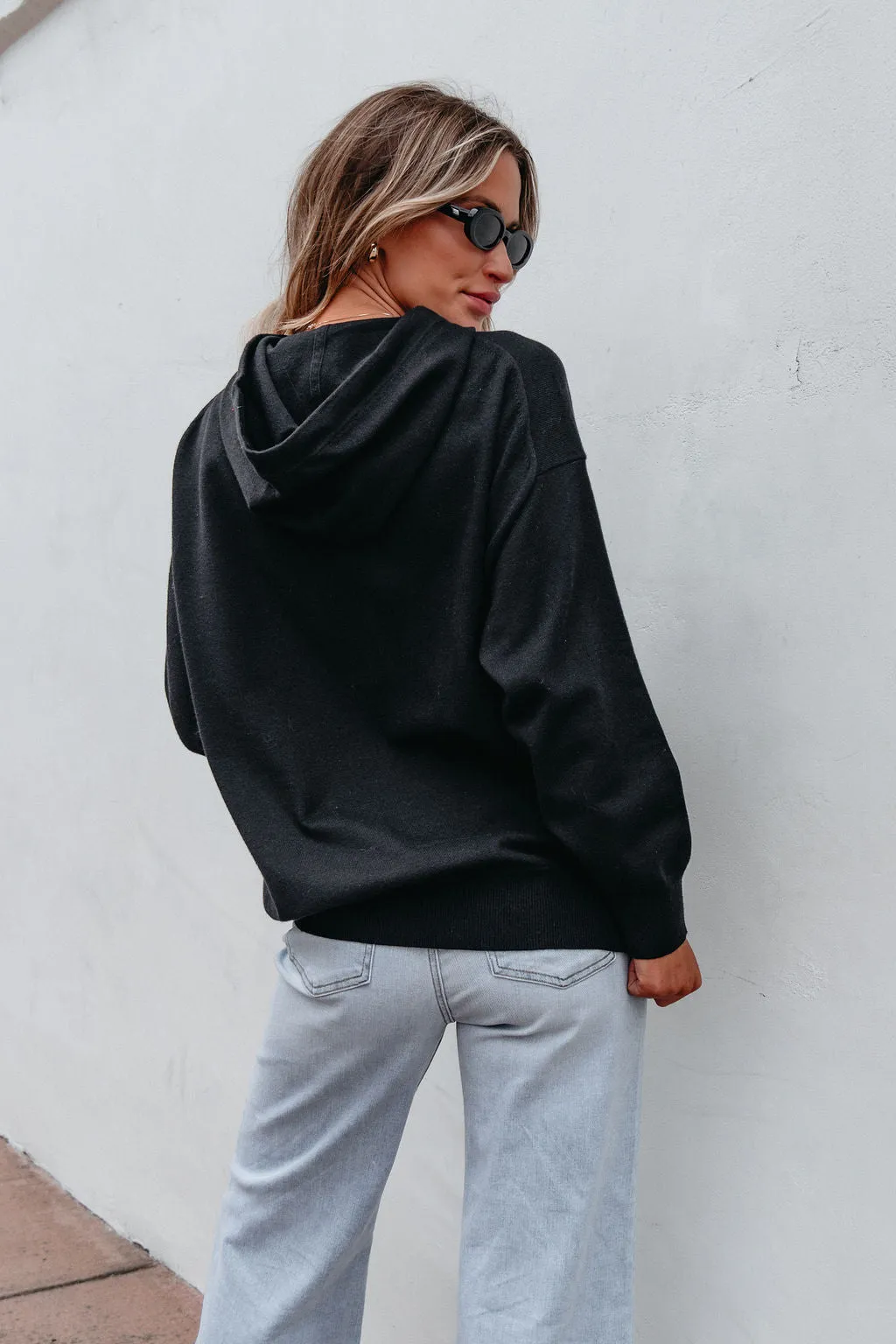 Black Cashmere Hooded Sweater