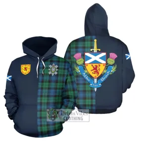 Black Watch Ancient Tartan Hoodie Alba with Scottish Lion Royal Arm Half Style