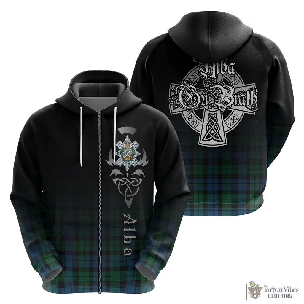 Black Watch Ancient Tartan Hoodie Featuring Alba Gu Brath Family Crest Celtic Inspired