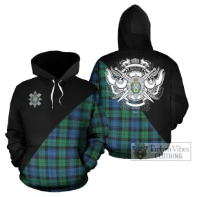 Black Watch Ancient Tartan Hoodie with Family Crest and Military Logo Style