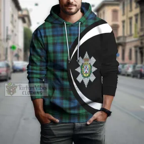 Black Watch Ancient Tartan Hoodie with Family Crest Circle Style