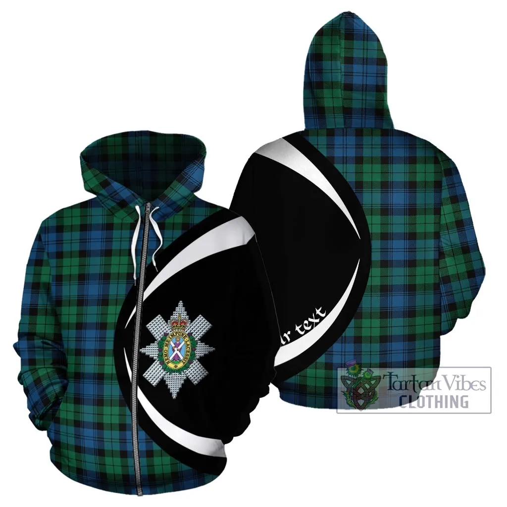 Black Watch Ancient Tartan Hoodie with Family Crest Circle Style